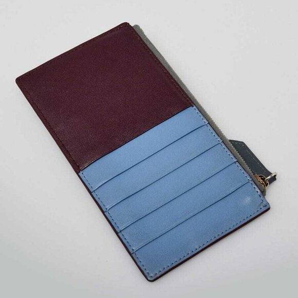Fendi Blue/Burgundy Leather By The Way Zip Card Holder Wallet - 8M0388 - Picture 2 of 8